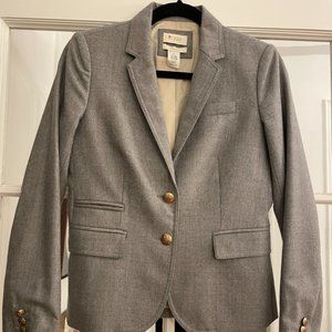 J. Crew Gray 100% Wool Schoolboy Blazer size 2 with gold-tone buttons